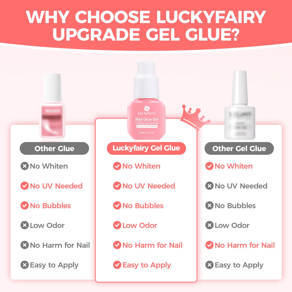 Luckyfairy Super Strong Gel Nail Glue for Press On Nails