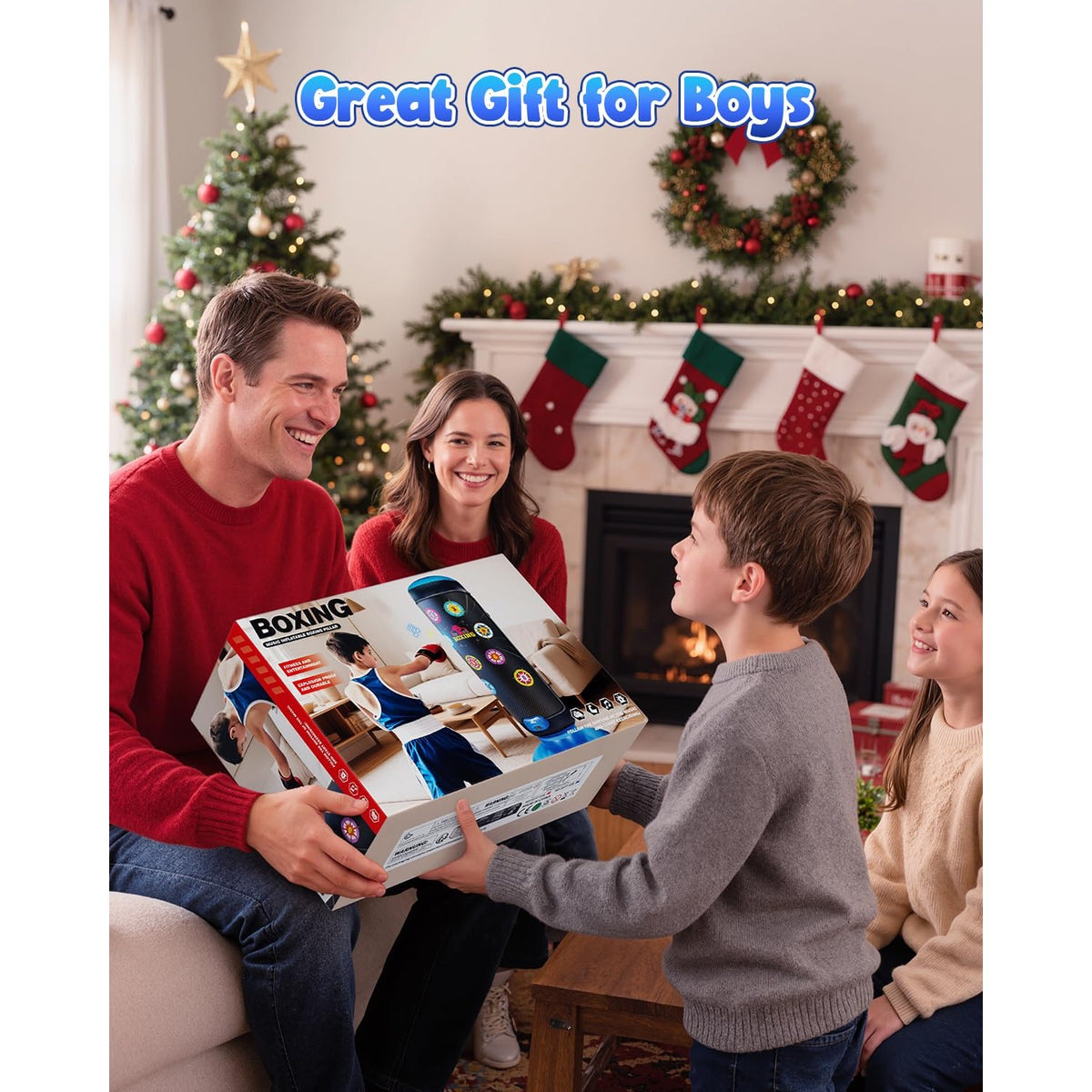HopeRock Punching Bag for Kids,Boxing Set with Scoring, Light, Music