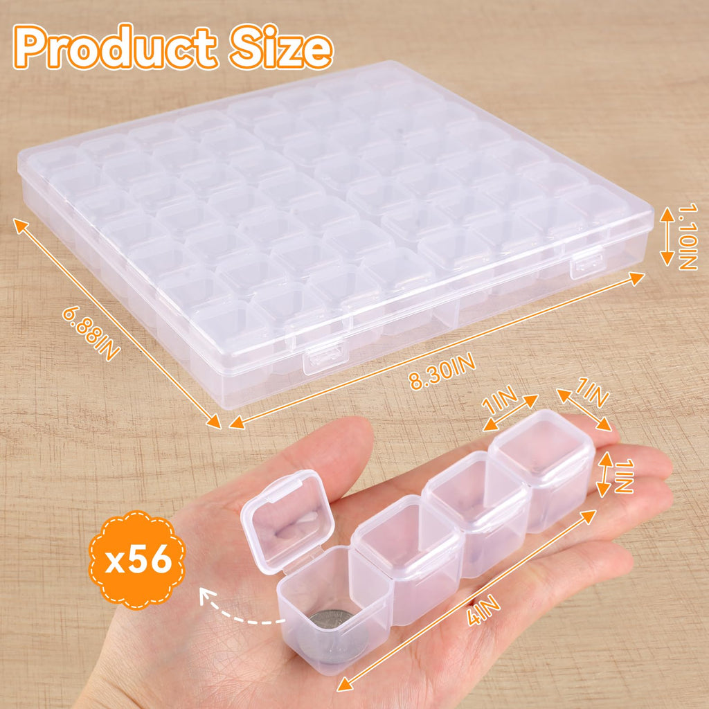 Rolett 56 Grids Bead Storage Containers with 110Pcs Label Stickers