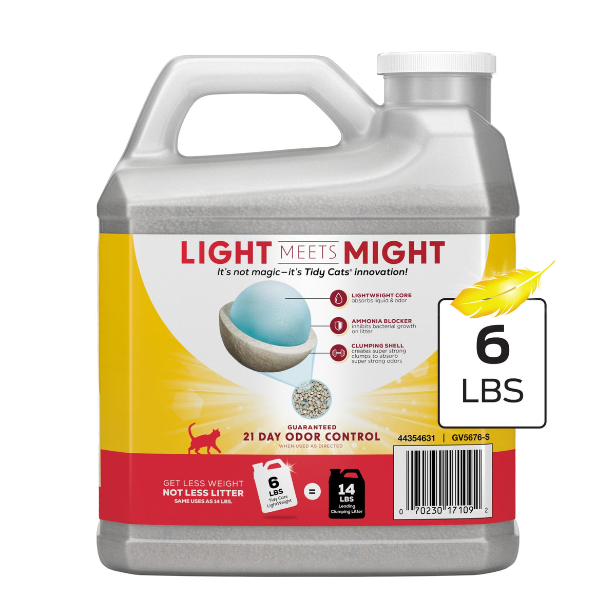 Purina Tidy Cats LightWeight 24/7 Performance Odor control, Multi-Cat, Clumping, 99.9 Percent Dust Free Cat Litter - 6 lb. Jug