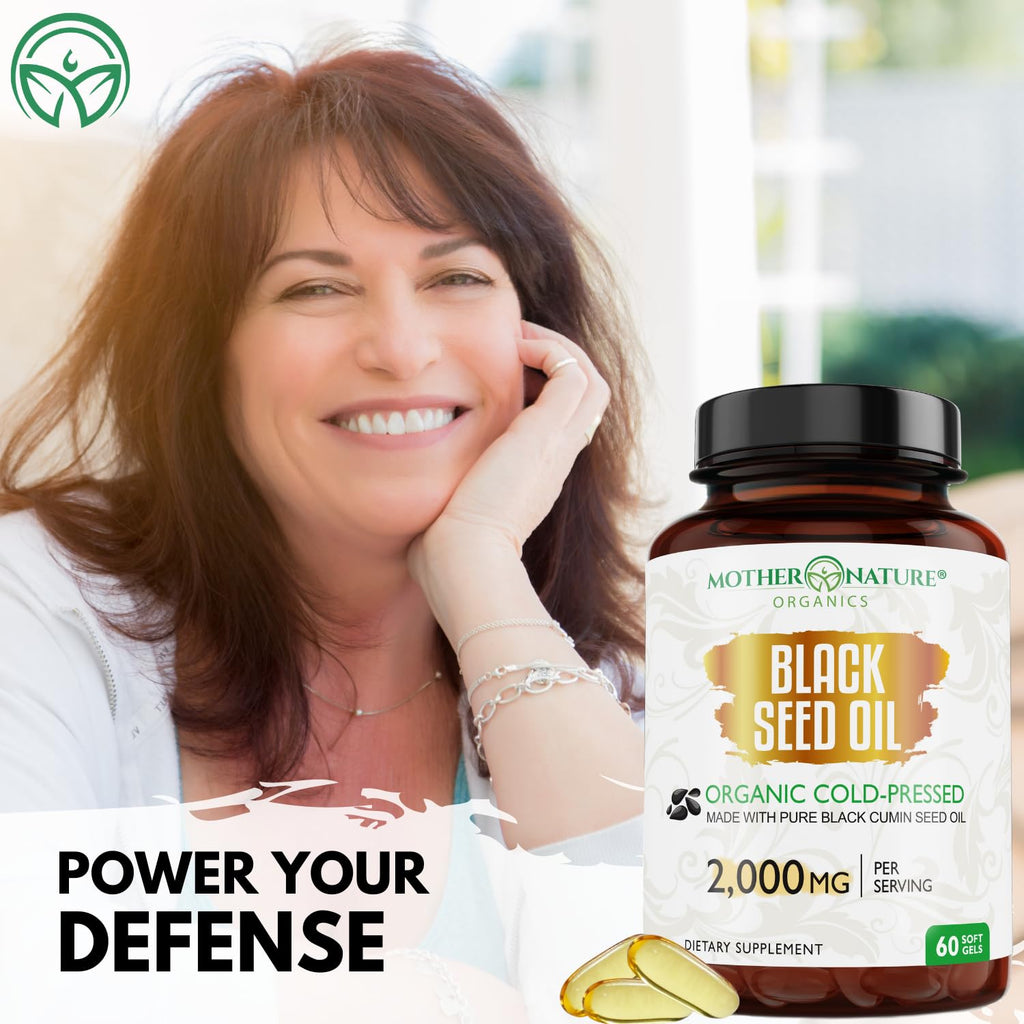 MNO Black Seed Oil Capsules 2000mg High TQ, 60 Count, Cold Pressed Supply | Organic cold pressed black cumin oil capsules with high TQ for immune & joint support, 1 month supply, 60 count