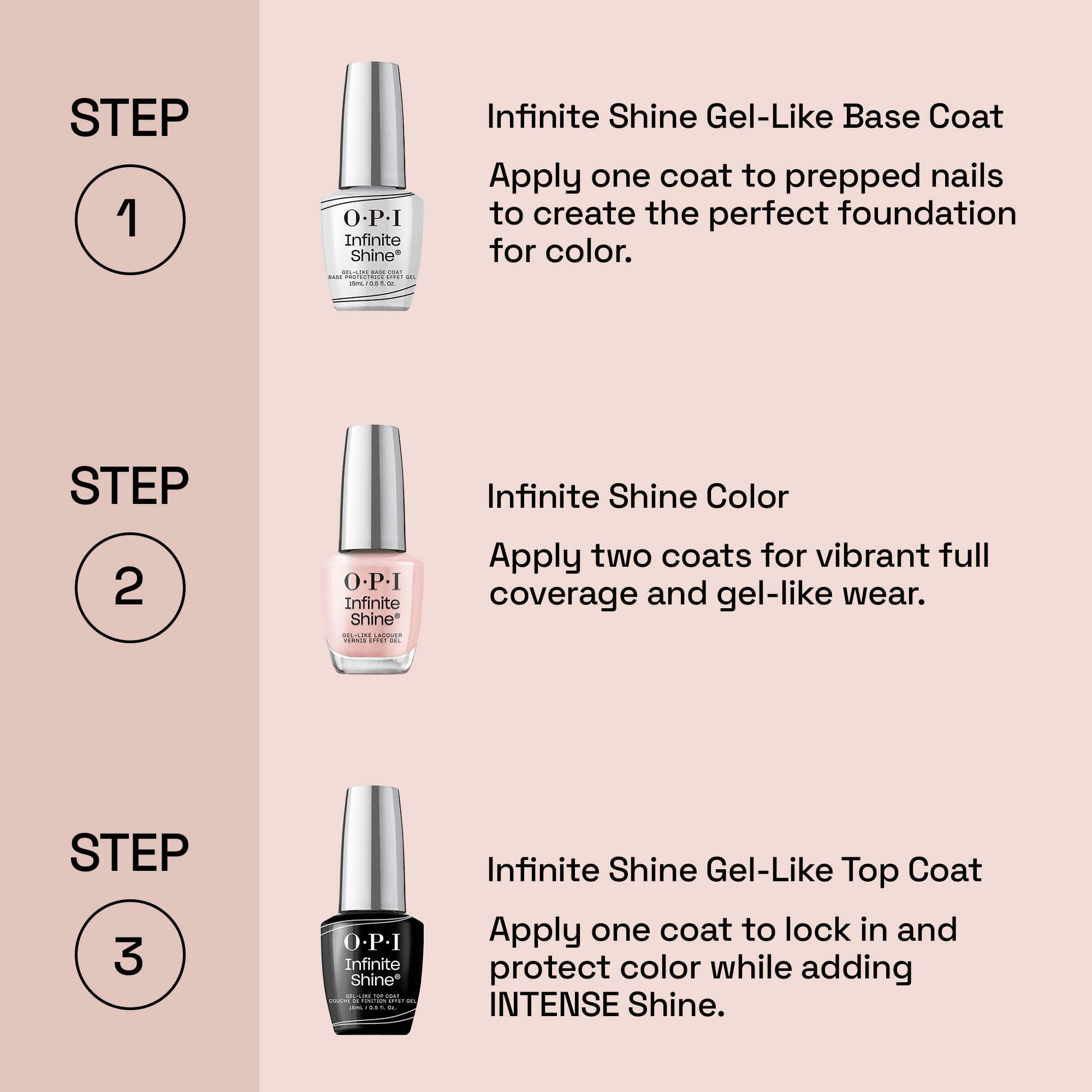 OPI Infinite Shine | Clear Gel Like Nail Polish Base Coat & Top Coat | Long Wear Nail Polish | Vegan, Long Lasting, Protects Nails