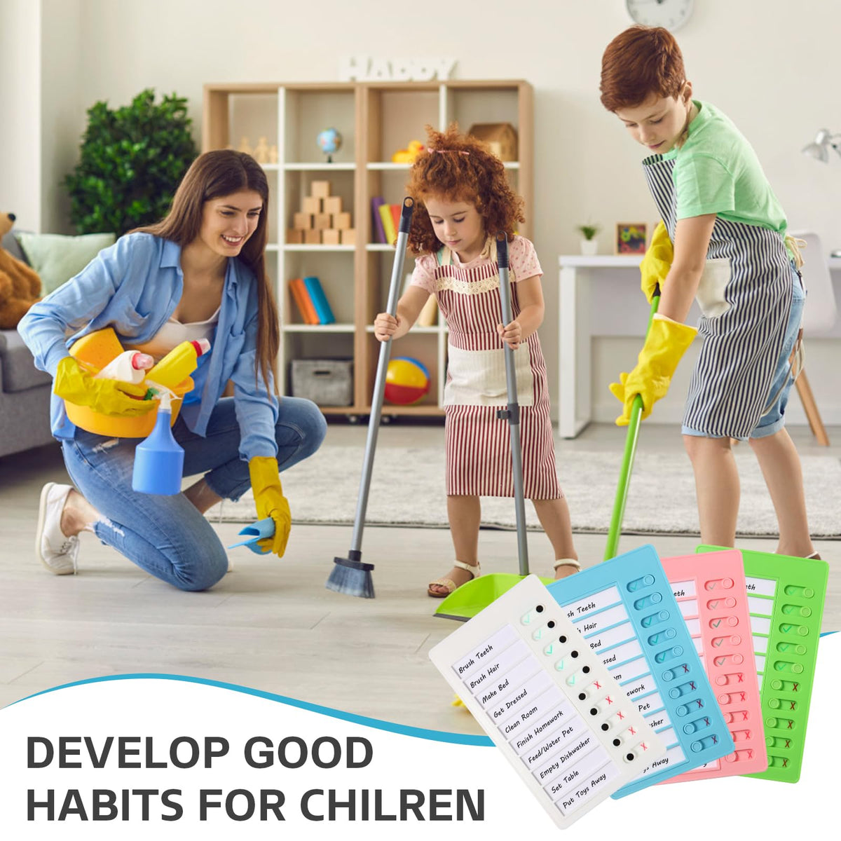 Aleric 4 Pieces Chores Chart for Kids Chore Chart, Sliding Routine Chart to Do List, My Chores RV Checklist Task Planning Board for Kids and Adults, ADHD Tools Routine Visual Schedule Reminder