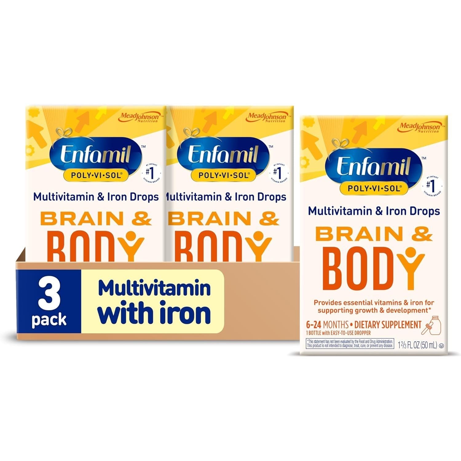Buy now Enfamil Poly-Vi-Sol with Iron Liquid Multivitamin Drops, Supports Growth & Development*, 50mL Bottle 1.69 Fl Oz (Pack of 3) at indiglob india