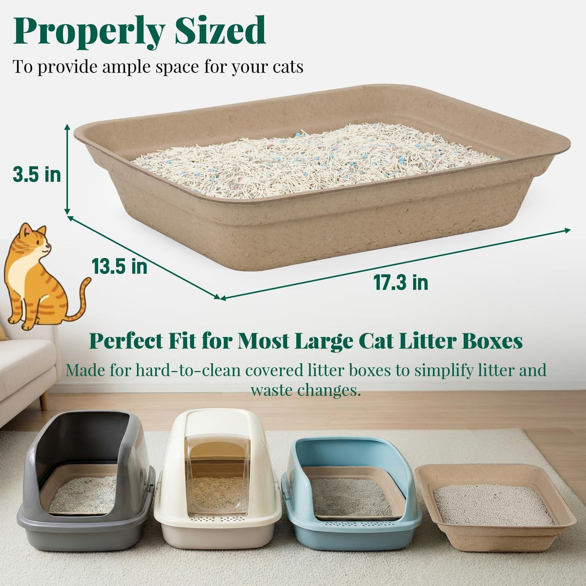 10-Pack Disposable Litter Box for Kitty Cats, Thick & Leak-Proof, Eco-Friendly Travel & Home Litter Pan, No-Scrub for Cats