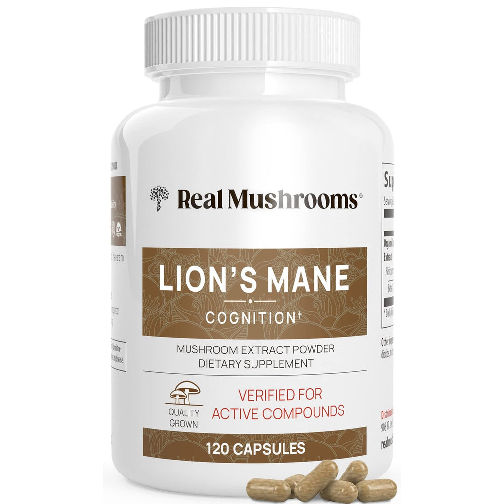 Buy now Real Mushrooms Lions Mane Mushroom Supplement - Organic Lions Mane Extract Powder for Overall Wellness with Adaptogens â€“ Functional Vegan, Non-GMO Blend with 60 Servings at indiglob india