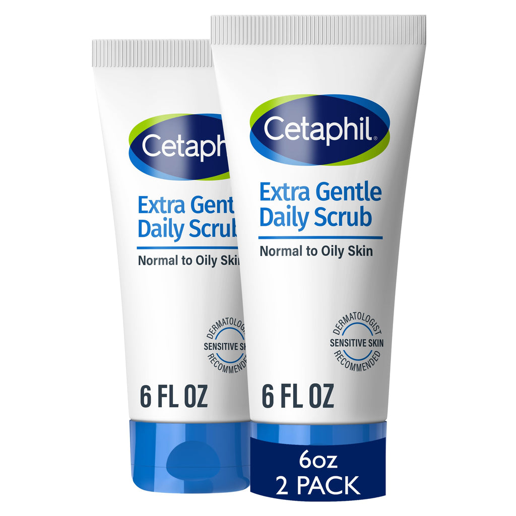 Cetaphil Exfoliating Face Wash, Gentle Daily Scrub, Sensitive Skin, 6 Fl Oz | Hypoallergenic, Non-Irritating, All Skin Types, Daily Exfoliation, Cleanses & Smooths, Dermatologist-Recommended, 2 X 6 Fl Oz
