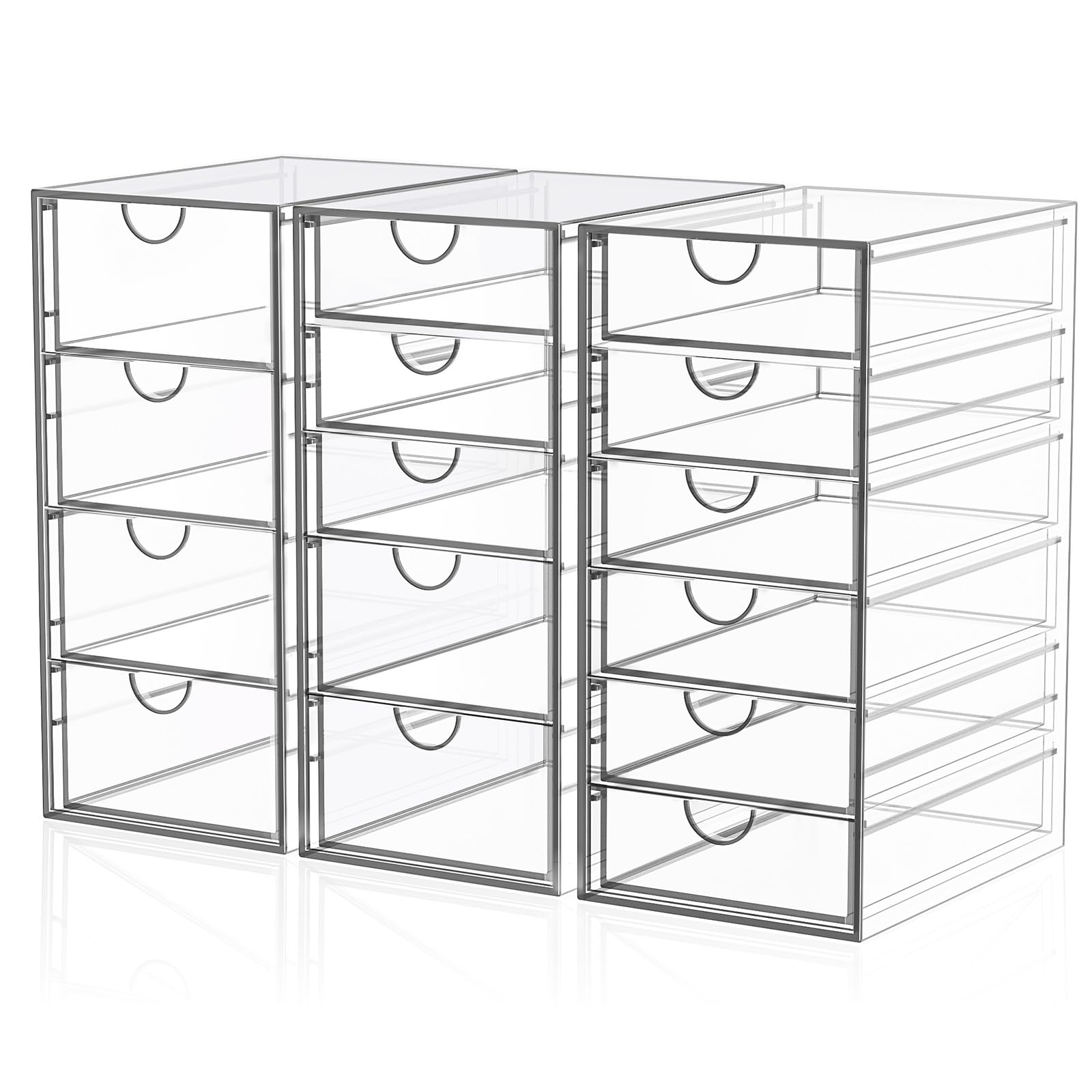Acrylic Makeup Organizer with 19 Drawers,Storage Drawer Organizer | Bathroom Organizers and Storage for Palettes, Cosmetic, and Beauty Supplies, Desk Organization
