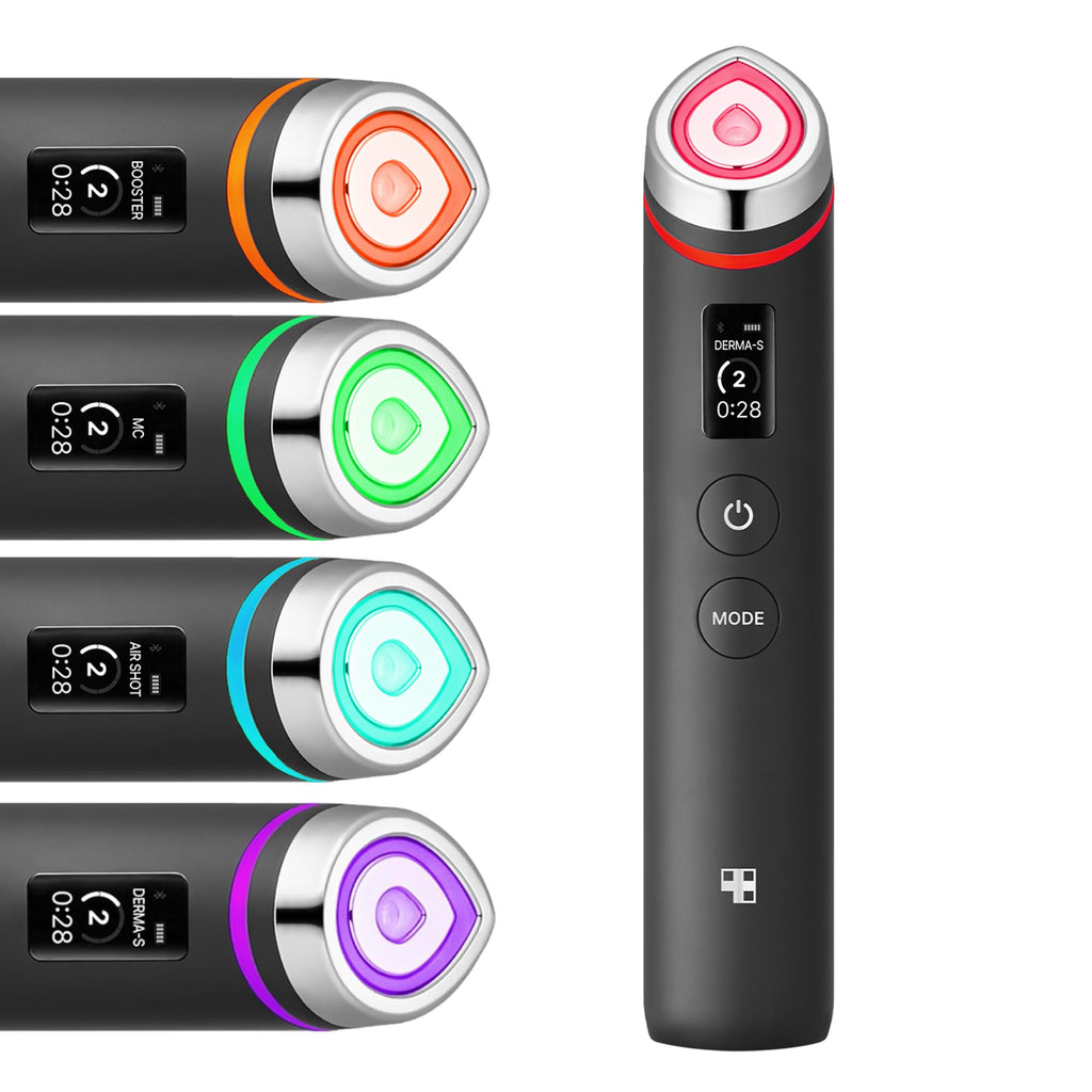 medicube Booster Pro - 6 in 1 Real Glass Glow Beauty Massager, Black | 6-in-1 Real Glass Glow Beauty Massager - for Clear, Radiant, Firmer-Looking Skin, Korean Skin Care, Black