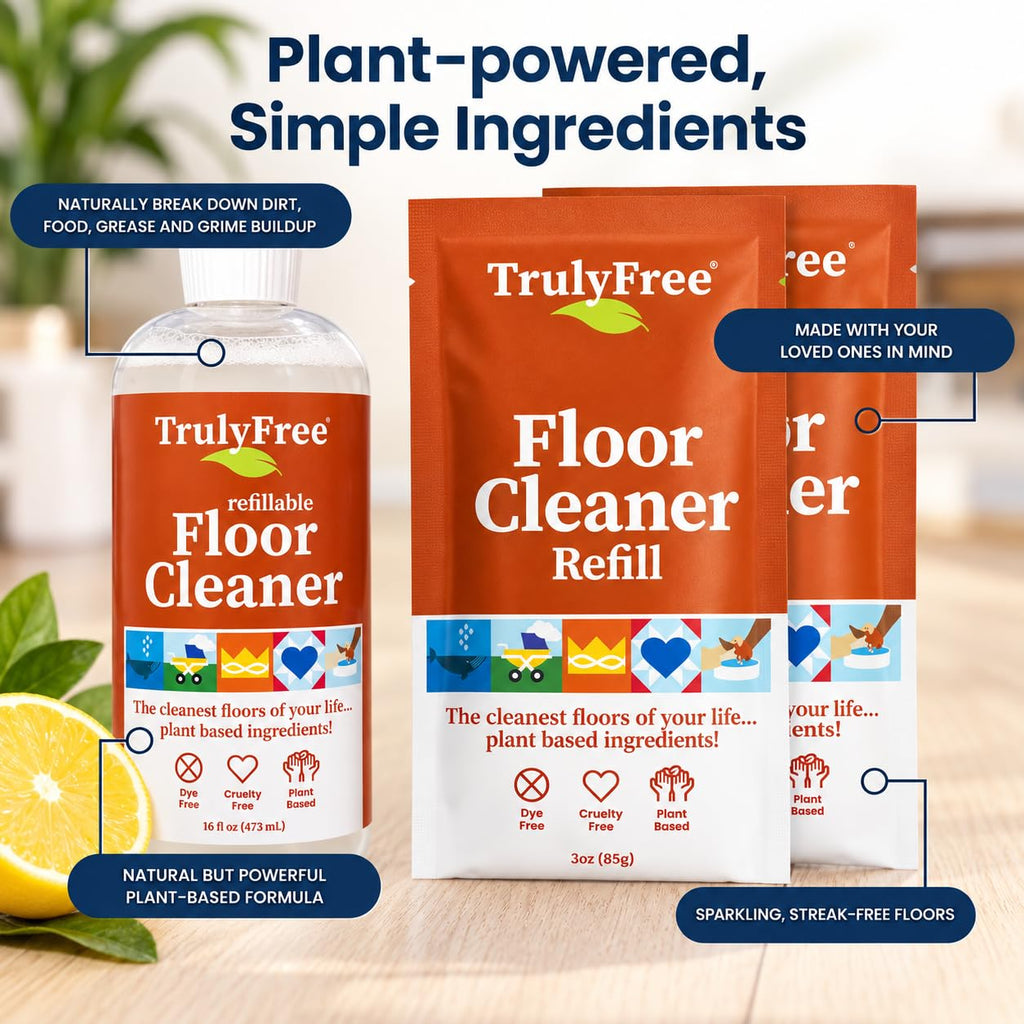 Truly Free Floor Cleaner Kit - 16oz Empty Bottle + Two 3 oz Fills