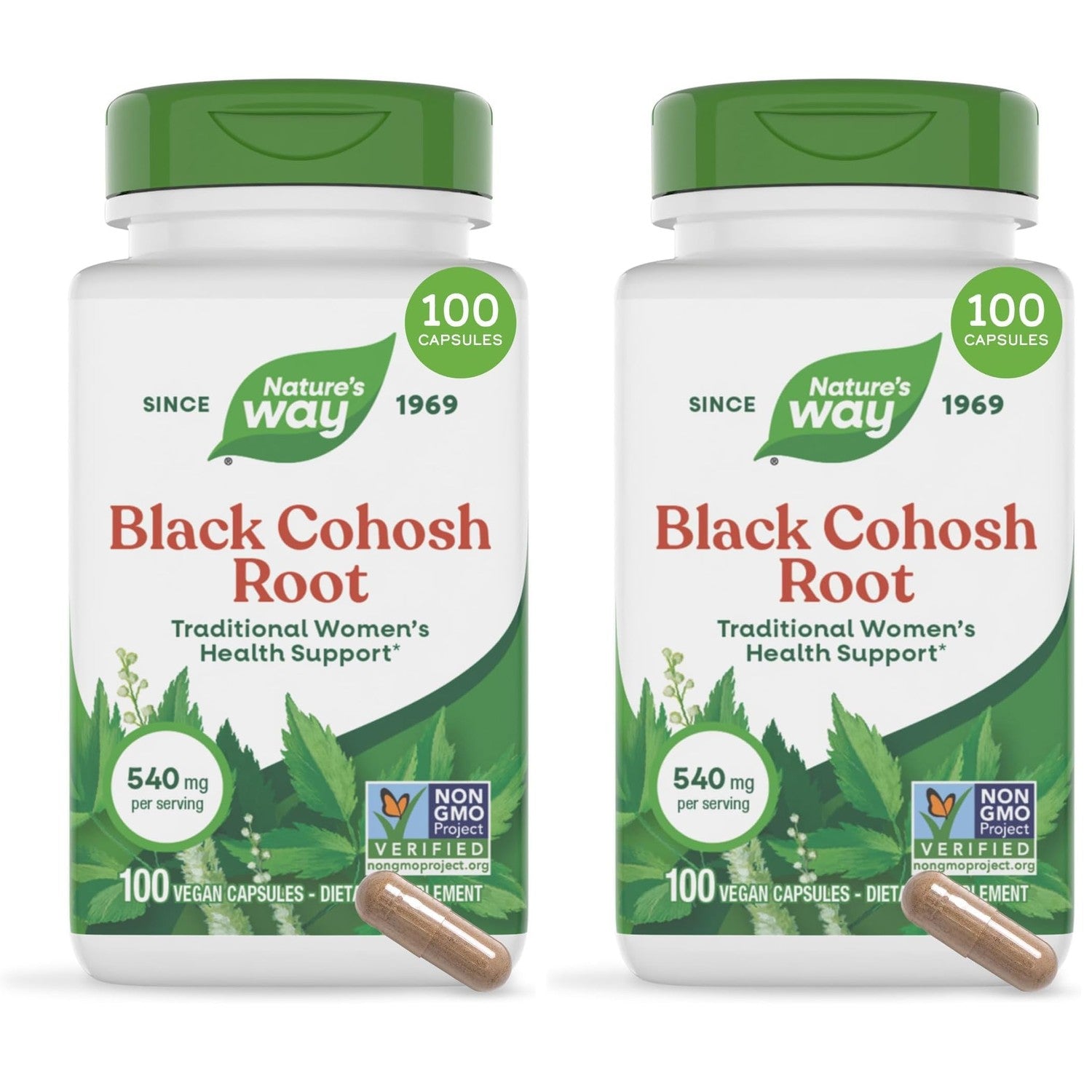 Nature's Way Herbs Black Cohosh Root Capsules, Vegan, 100 Count | Traditional Women’s Herbal Supplement*, Cimicifuga Racemosa Root, Non-GMO Project Verified, Vegan Capsules