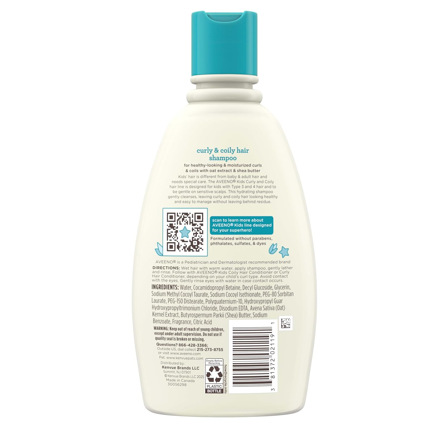 Buy now Aveeno Kids Curly & Coily Hair Shampoo, Hydrating Shampoo for Type 3 & 4 Hair, Kids Curly Hair Products suitable for Sensitive Scalps with Oat Extract & Shea Butter, Paraben-Free, 12 fl. oz at indiglob india