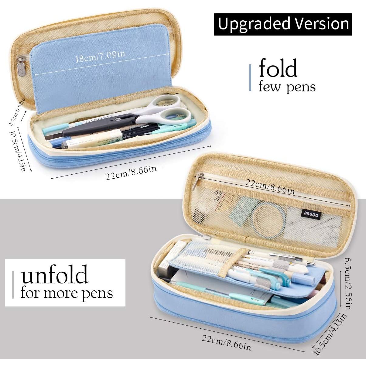 Buy now EASTHILL Big Capacity Pencil Pen Case Office College School Large Storage High Capacity Bag Pouch Holder Box Organizer Light Blue at indiglob india