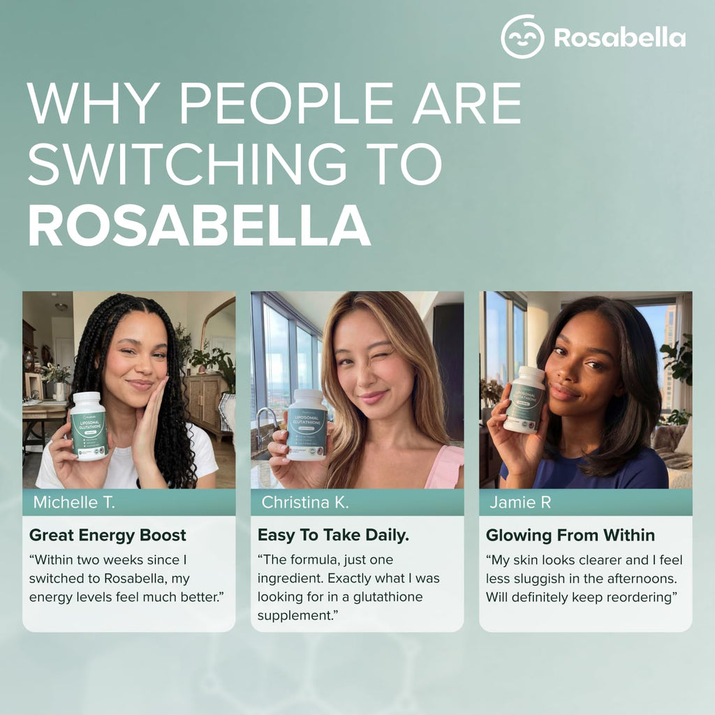Rosabella Liposomal Glutathione 500mg – High Absorption Glutathione Supplement, Antioxidant Support, Cellular Health & Detox Support, 60 Capsules, 30 Day Supply, Daily Antioxidant Capsules