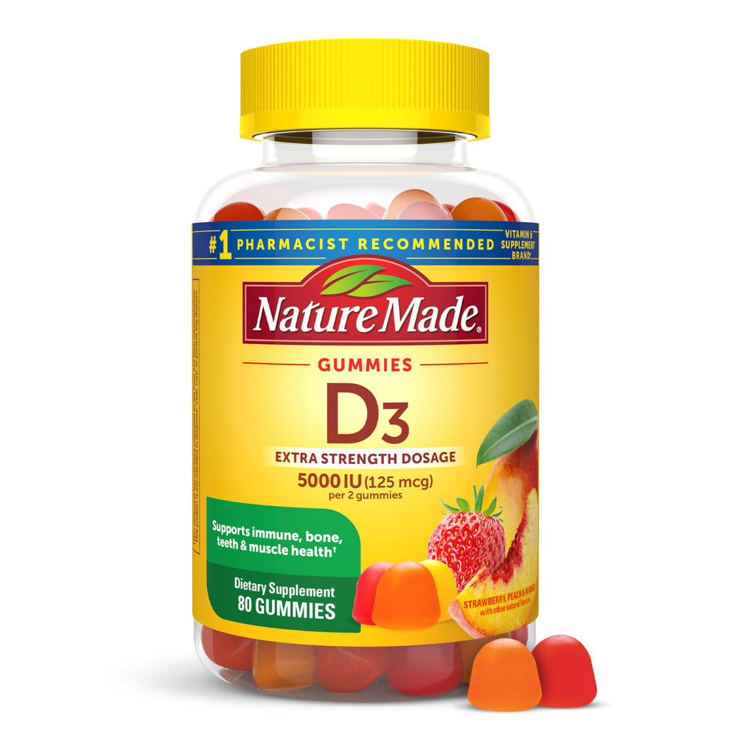 Nature Made Vitamin D3 5000 IU per Serving, 80 Vitamin D Gummies