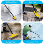 Deck Brush with Long Handle, 50'' Floor Scrub Broom for Shower, Patio
