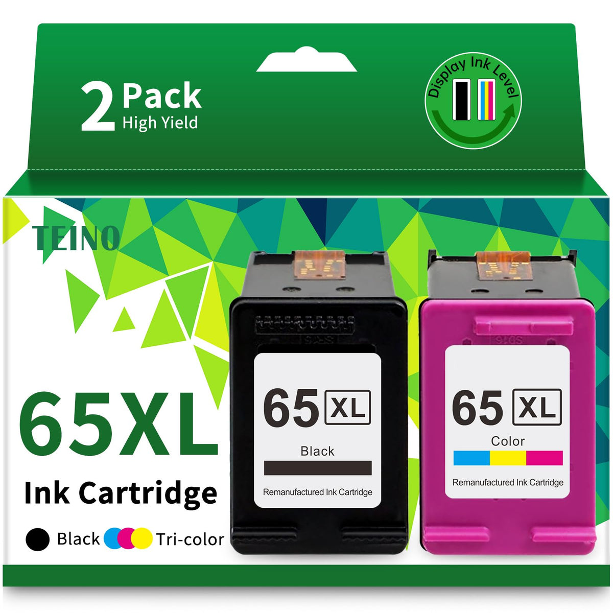TEINO 65XL 65 Ink Cartridges Black/Color Combo Pack Replaced for HP Ink 65