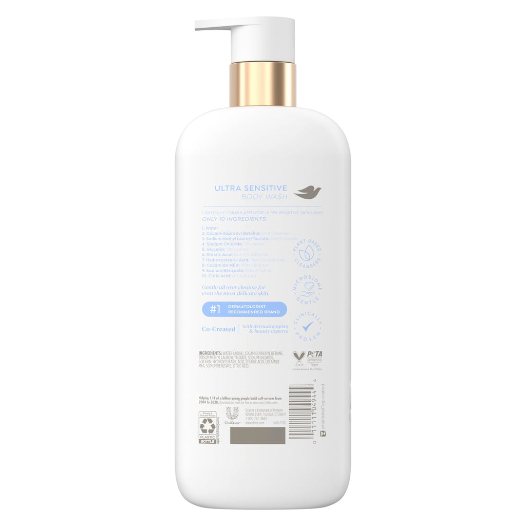 Dove Ultra Sensitive Serum Body Wash Fragrance Free, 18.5 oz | For sensitive skin, Helps moisturize skin, Fragrance free