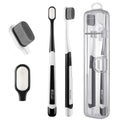 Ultra Extra Soft Toothbrush for Sensitive Gums, New Japanese 20,000 Micro Fine Nano Bristles Brush for Adults, Pregnant and Elderly, Portable Case for Travel, Black and White Color Pack of 2