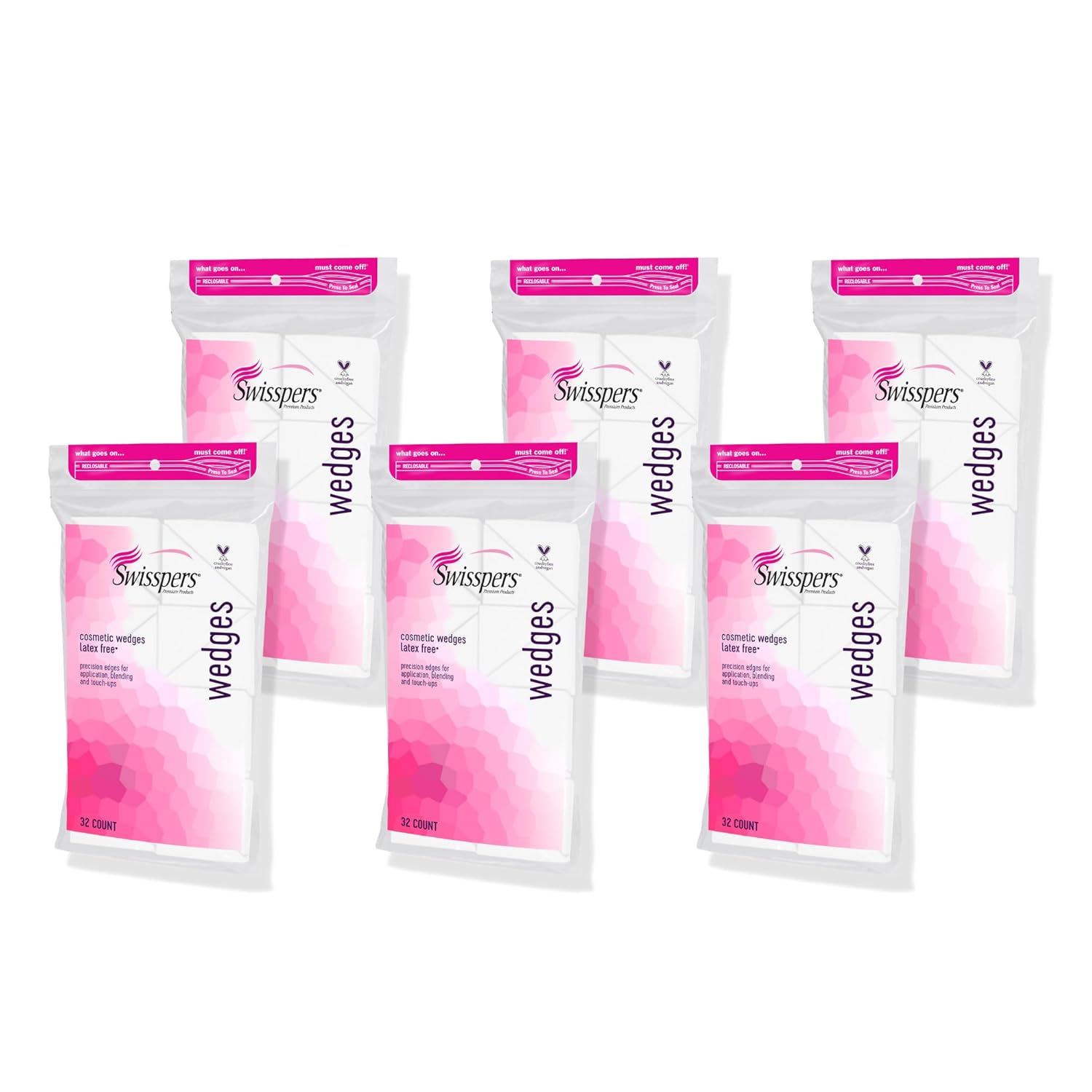 Buy now Swisspers Premium Cosmetic Wedges, Latex-Free Makeup Wedge, 32 per Package, 6 Packs (Total Count 192) at indiglob india
