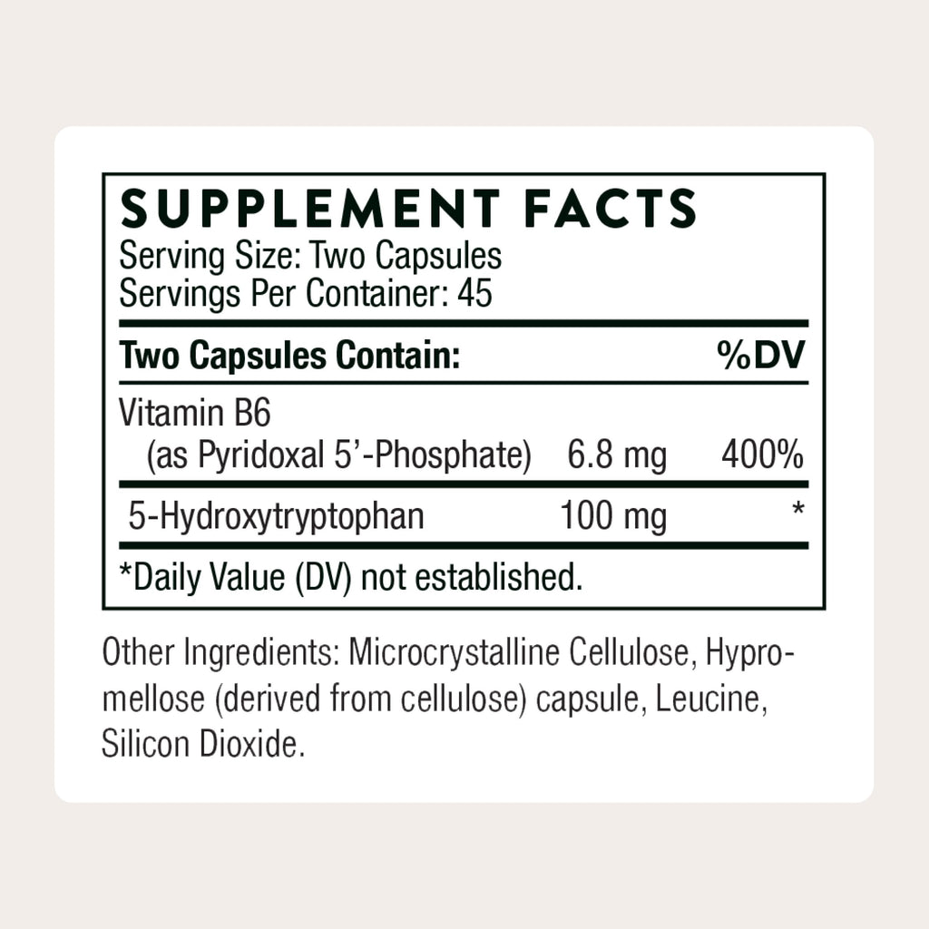 THORNE 5-HTP, 100 mg 5-Hydroxytryptophan & Active Vitamin B6, 90 Capsules | Supports Healthy Serotonin Levels, Restful Sleep, Positive Mood & Stress Management*, Gluten-Free, NSF Contents Certified