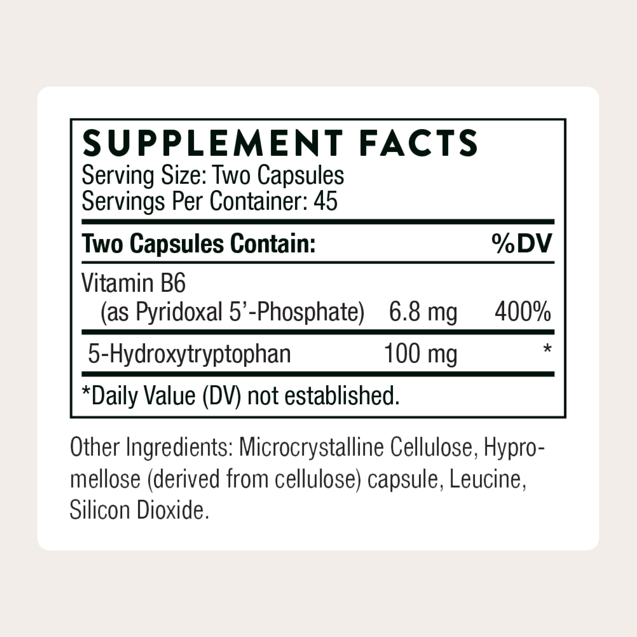 THORNE 5-HTP, 100 mg 5-Hydroxytryptophan & Active Vitamin B6, 90 Capsules | Supports Healthy Serotonin Levels, Restful Sleep, Positive Mood & Stress Management*, Gluten-Free, NSF Contents Certified