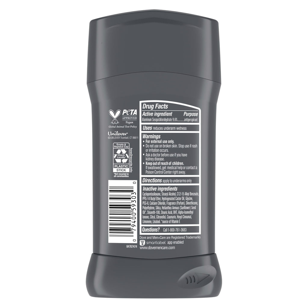 Dove Men+Care Deodorant Stick Stain Defense Clean, 4 Count 2.7 oz | For Men, Anti-white Marks & Anti-yellow Stains with 72-hour Sweat and Odor Protection