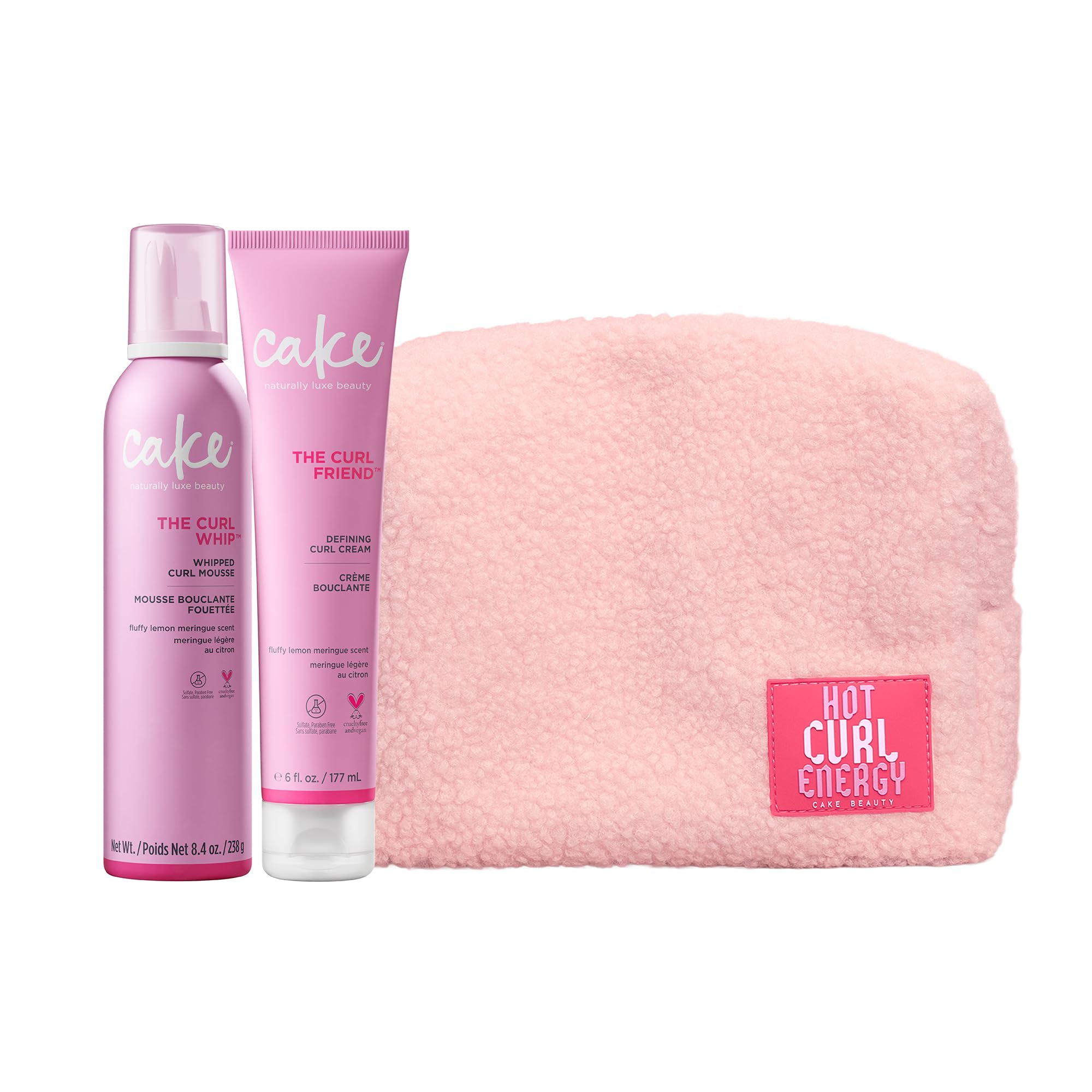 Cake Beauty The Curl Friend Defining Cream & Whipped Mousse 2‑Pack | Curl Care Set - Moisture, Definition, Volume & Frizz Control - Wavy Curly Hair - Vegan, Sulfate & Paraben Free