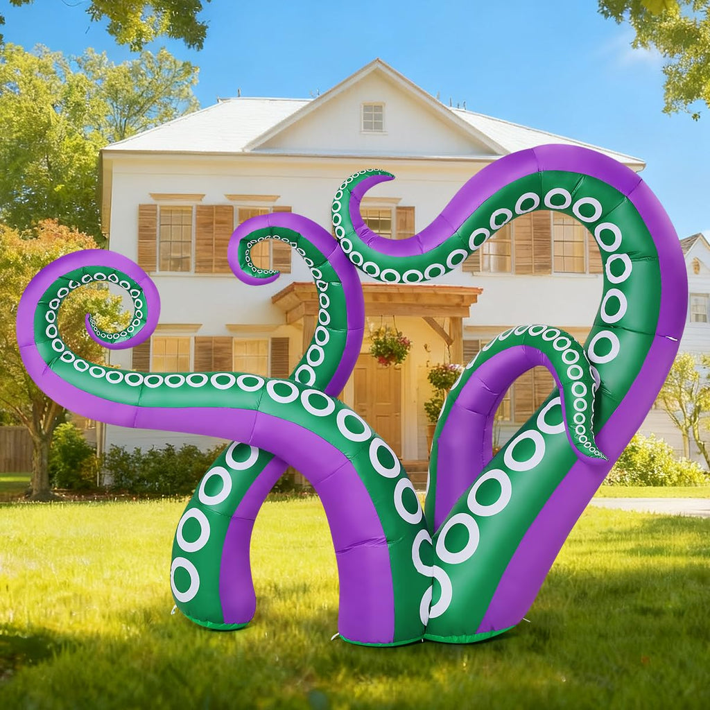 GOOSH 7.2 FT Long Inflatables Octopus Holiday Outdoor Decorations Blow Up Yard with Built-in LEDs for Vacation Garden Lawn Indoor Party Decor