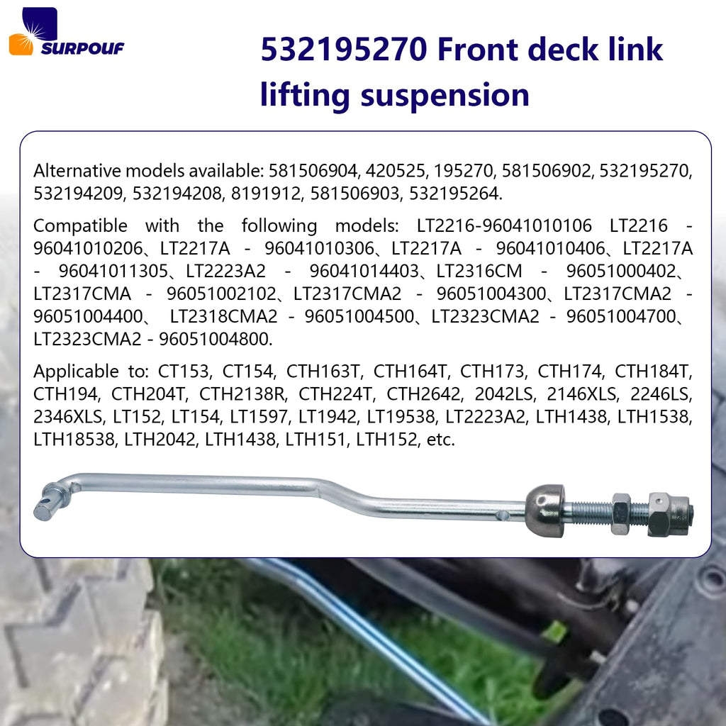 532195270 195270 Front Deck Link Lift Suspension Compatible with Craftsman Husqvarna Mower 532195264、581506902、581506903、58150690
