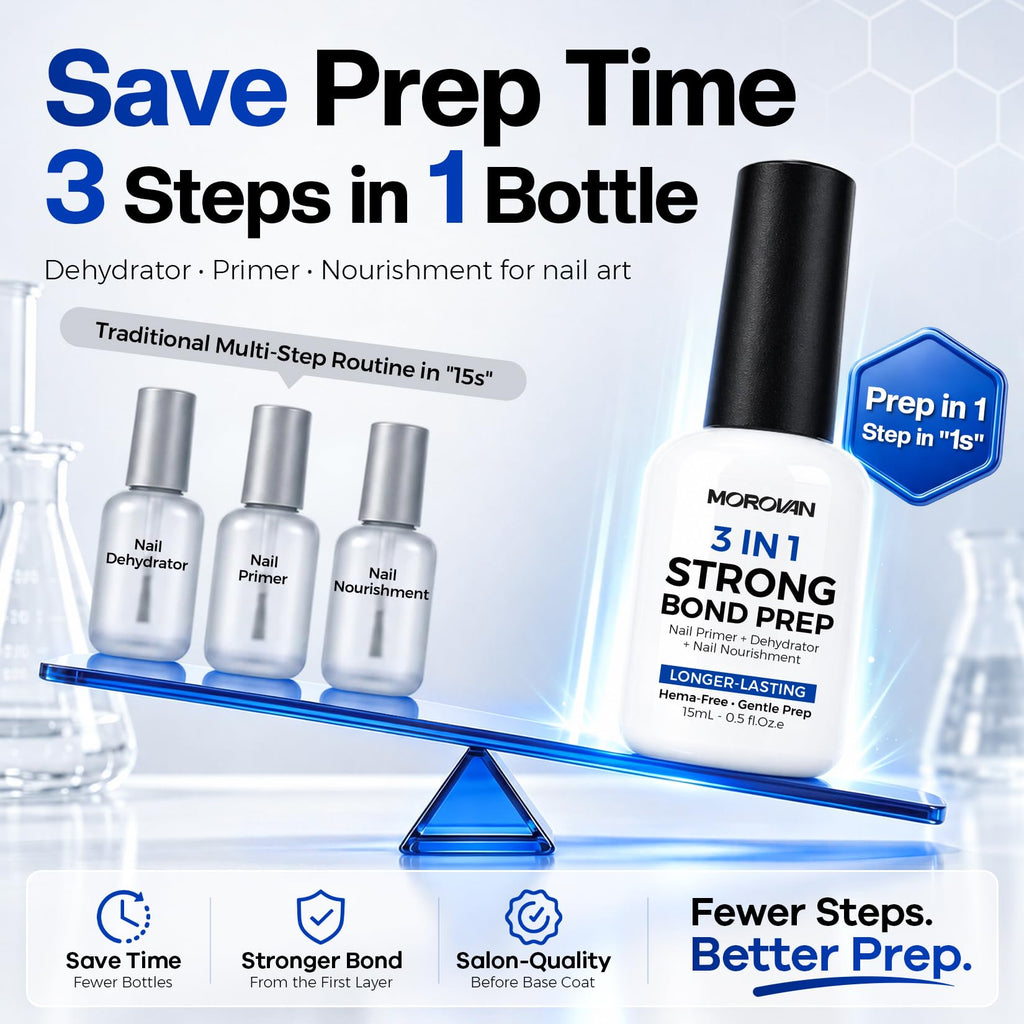 Morovan 3-in-One Nail Dehydrator and Primer: HEMA-Free Nourishing Care Prep