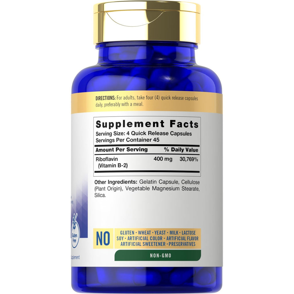 Carlyle Vitamin B-2 400mg | 180 Count | B2 Riboflavin