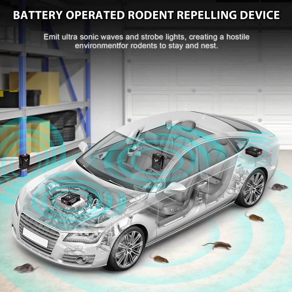 Loraffe Battery Operated Ultrasonic Under Hood Rodent Repellent for Cars
