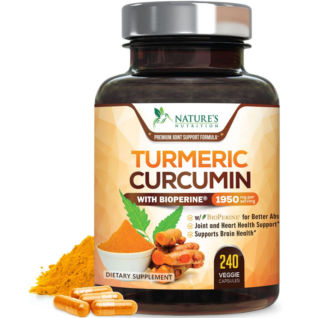Turmeric Curcumin Supplement 95% Curcuminoids 1950mg with Organic Turmeric & BioPerine Black Pepper Extract for Best Absorption, Natural Vegan Joint Support, Non-GMO, Bottled in USA - 120 Capsules