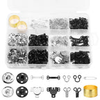 112 Pairs Sewing Hooks and Eyes Closure Set 3 Styles Sewing Skirt Hooks, Sew-on Snaps, Hook and Eye Latches for Trousers Skirt Dress Bra Sewing DIY Crafting