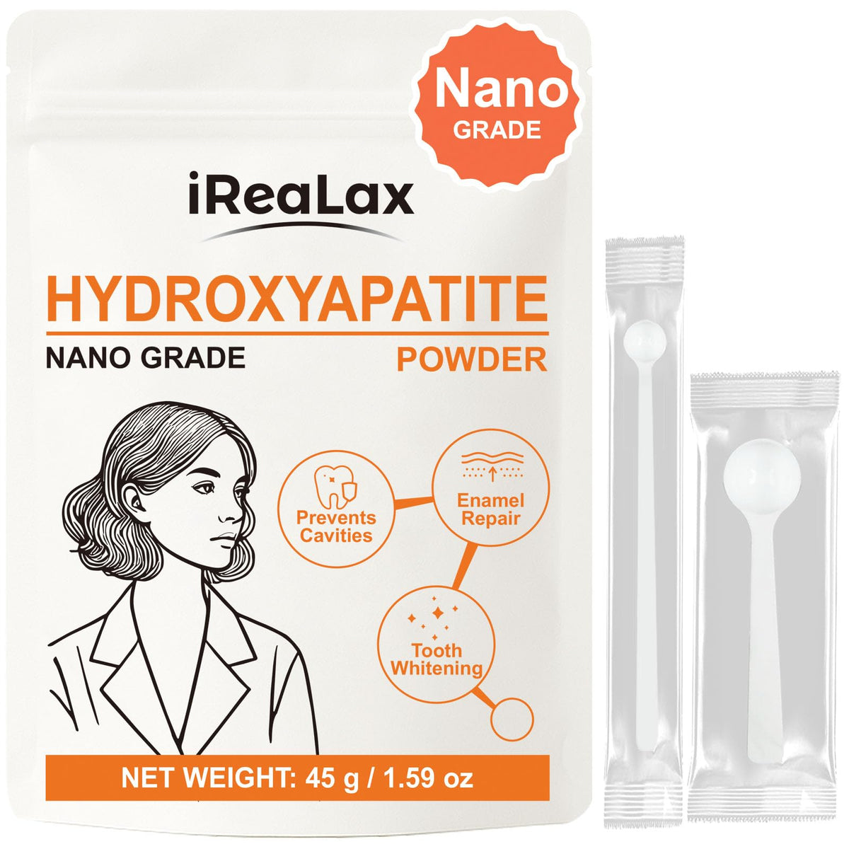 100% Pure Nano Hydroxyapatite Powder 45g (1.59 oz) | Nano Grade unflavored Hydroxyapatite Crystals for Teeth | DIY Formulations | nanohydroxyapatite Bulk