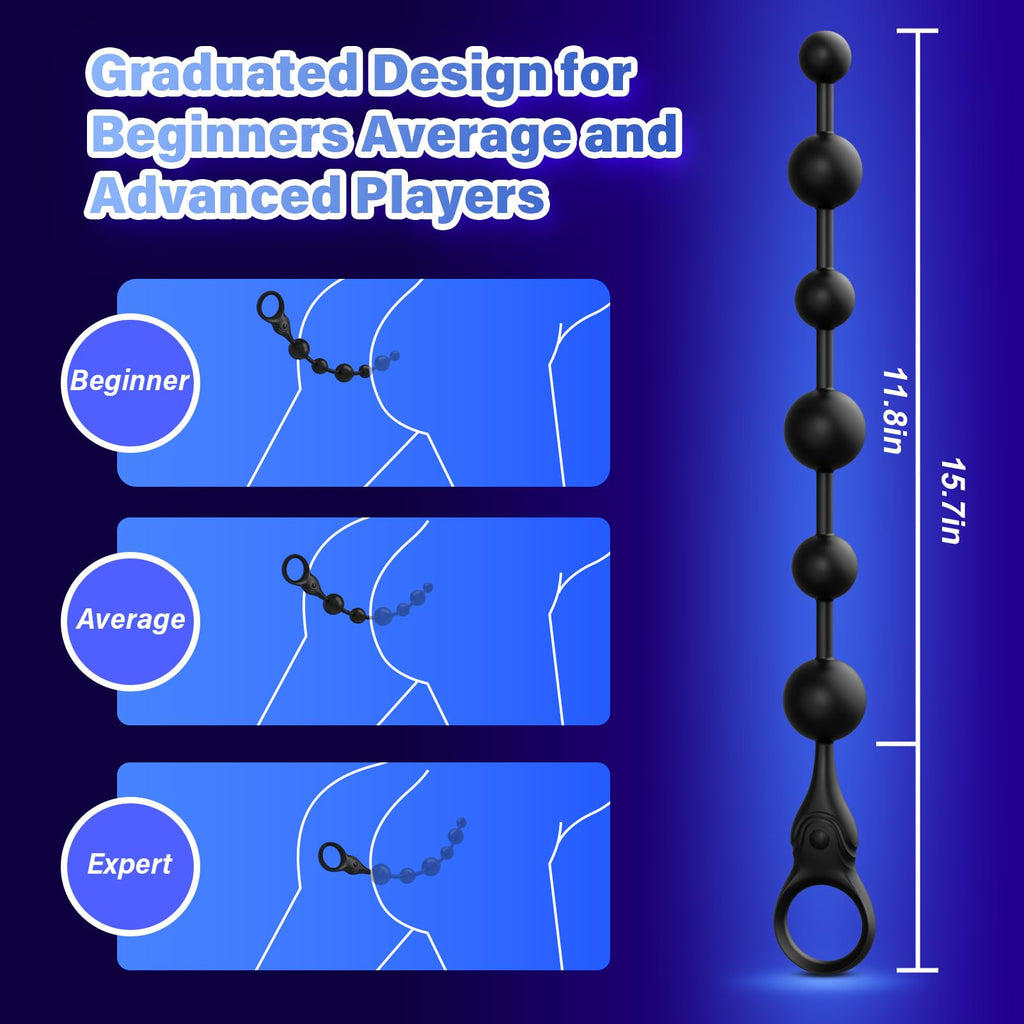 Vibrating Anal Beads Anal Toys, SMAM 12″ Insertable Silicone Long Butt Plug Prostate Massager with 10 Vibration Modes 3 Motors 6 Beads, Adult Toys Anal Trainer Sex Toy Sex Toys for Men Women Couples