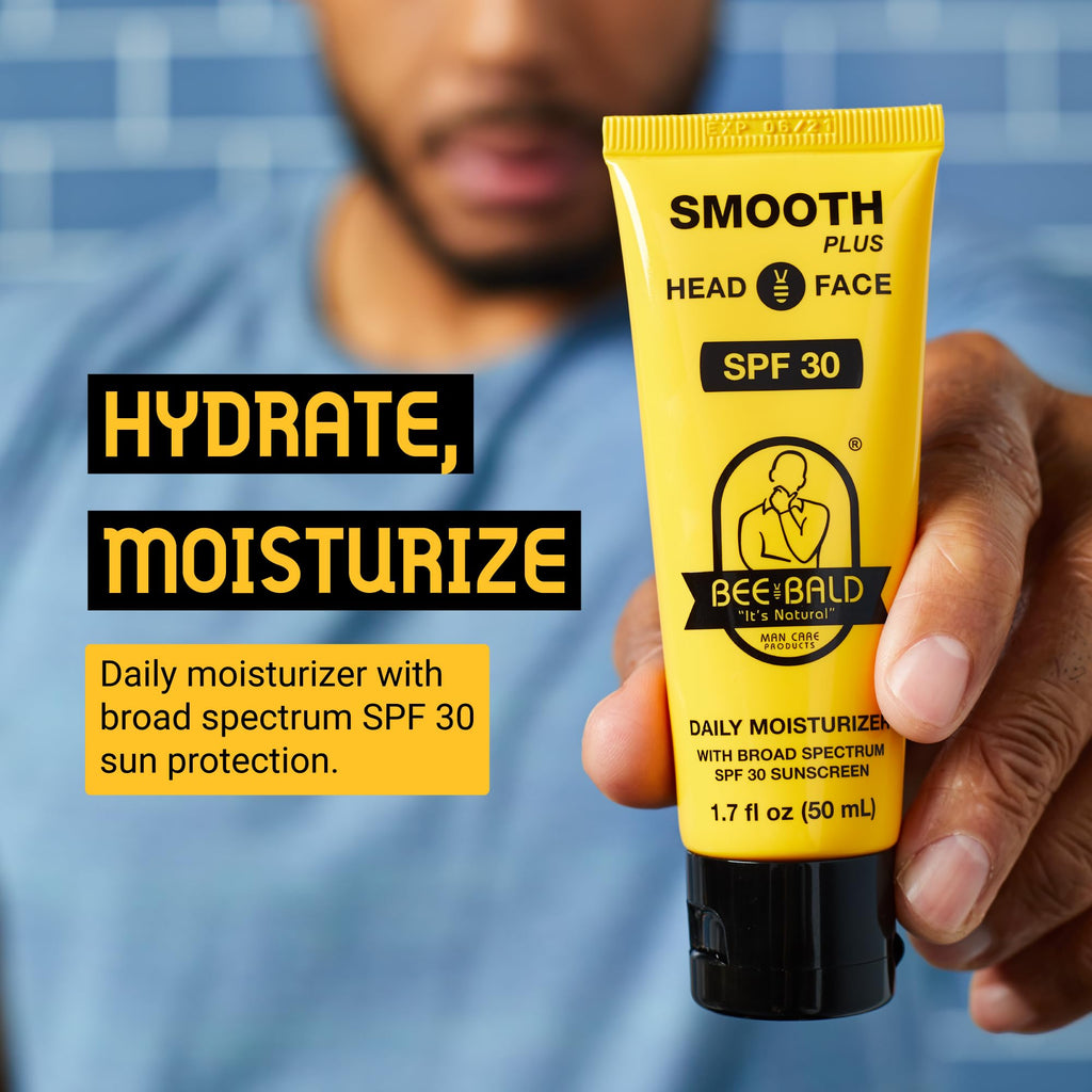 Bee Bald SMOOTH+ Head & Face Sunscreen SPF 30, Scalp Moisturizer, 1.7 fl oz | Hydrates, Shields, and Moisturizes Skin. Blocks Harmful UVA/UVB Sun Rays with SPF 30 on Head or Face. Perfect Daily Defense.