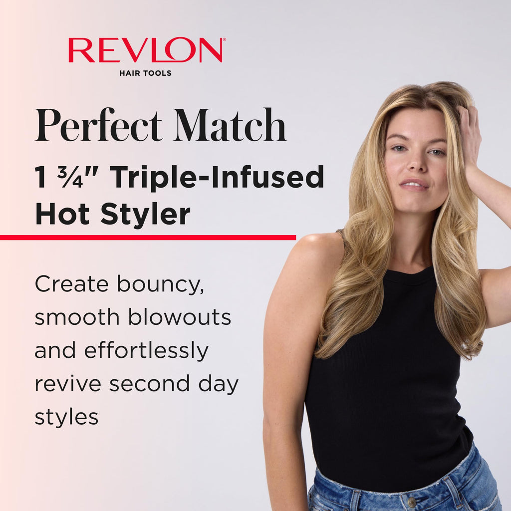 Buy now REVLON Perfect Match Hot Styler - Heated Brush to Style and Extend Blowouts, Hot Brush for Curls, Body, and Volume, Reduces Frizz and Boosts Shine at indiglob india