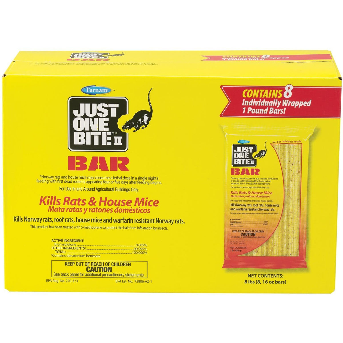 Farnam Just One Bite II Rat & Mouse Bar 8pk 8lb