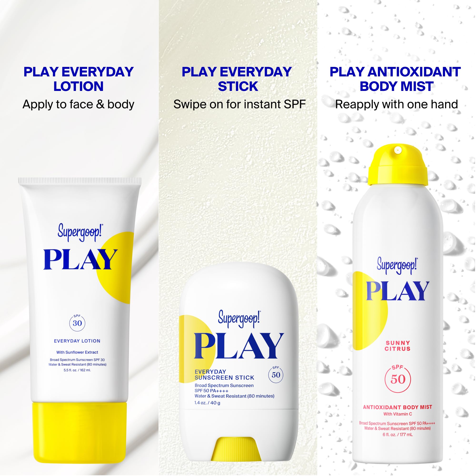 Supergoop! PLAY Everyday Lotion SPF 50 - Broad Spectrum Body & Face Sunscreen - Great for Active Days - Fast Absorbing, Water & Sweat Resistant - 18 fl oz