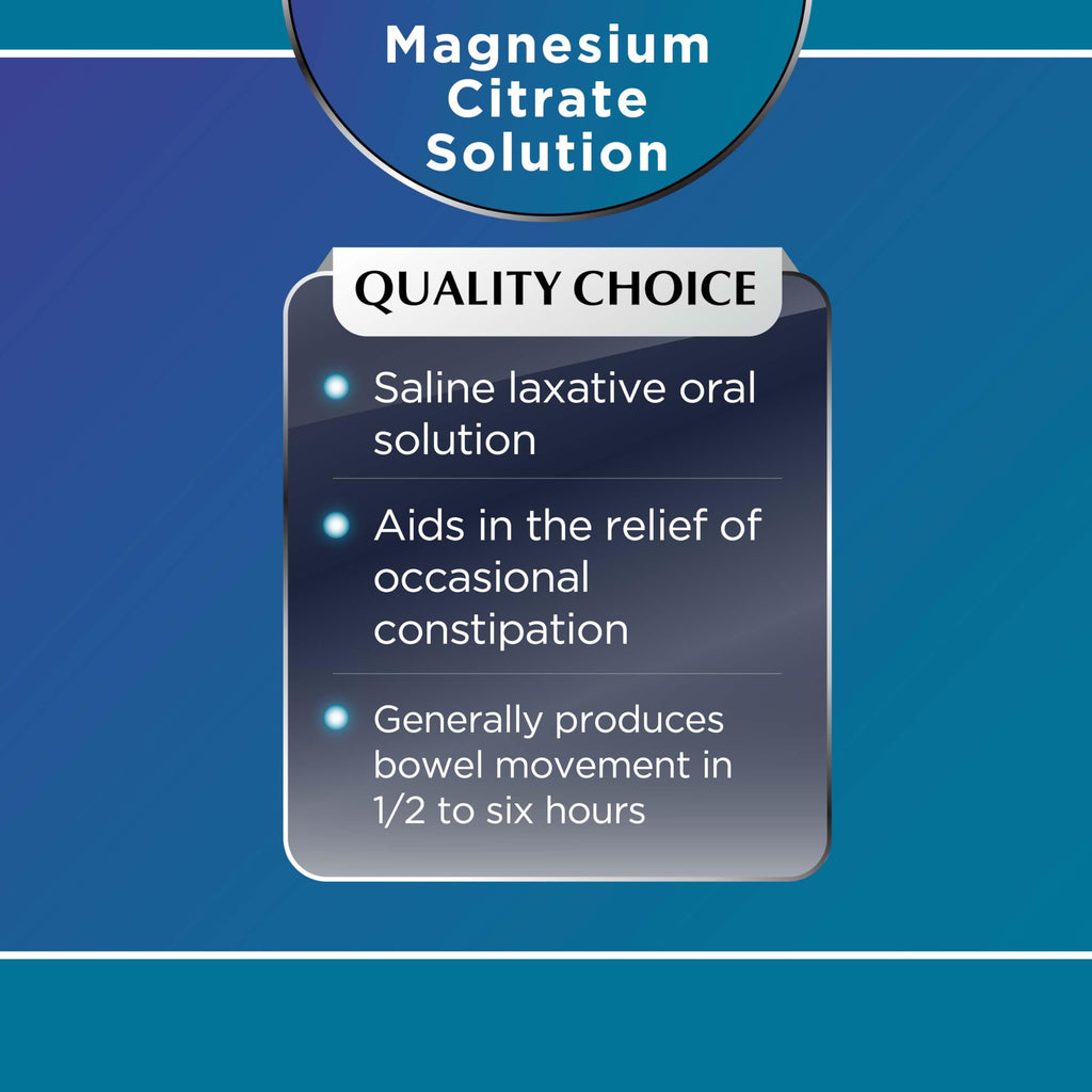 Quality Choice Magnesium Citrate, Saline Laxative for Constipation, Fast Acting Relief, Colon Prep and Cleanse in Both Cherry & Lemon Flavor 10 Fl Oz per Bottle, Clear Mag Citrate