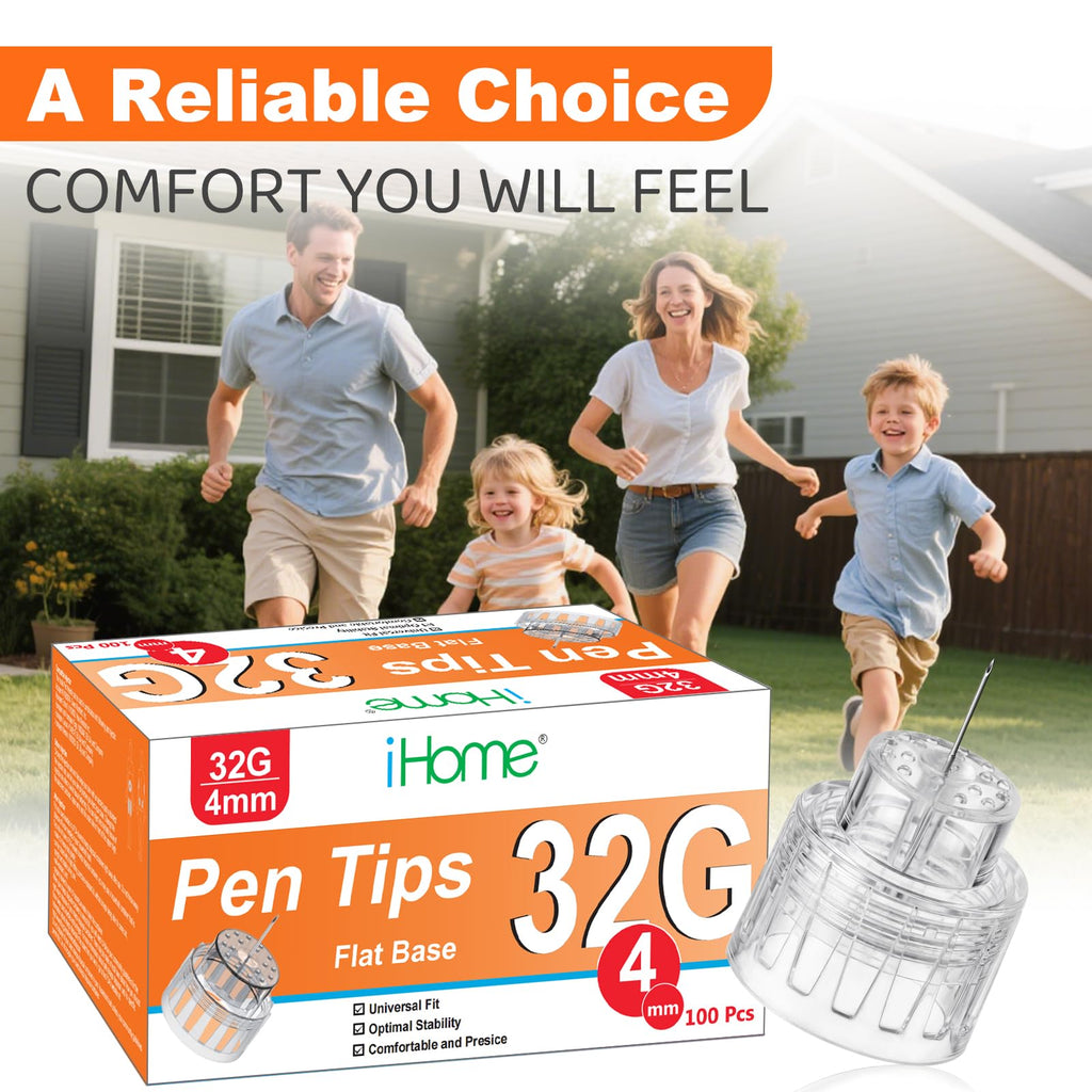 iHome Pen Tips 32G x 4mm Flat Base 100 Count 32G 4mm (5/32“) Pen Tip Comfortable Wide Seat Design