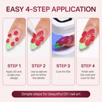 Discover MIZHSE 3D Sculpting Gel for nail art with steps for easy DIY application, featuring vibrant designs and professional results.