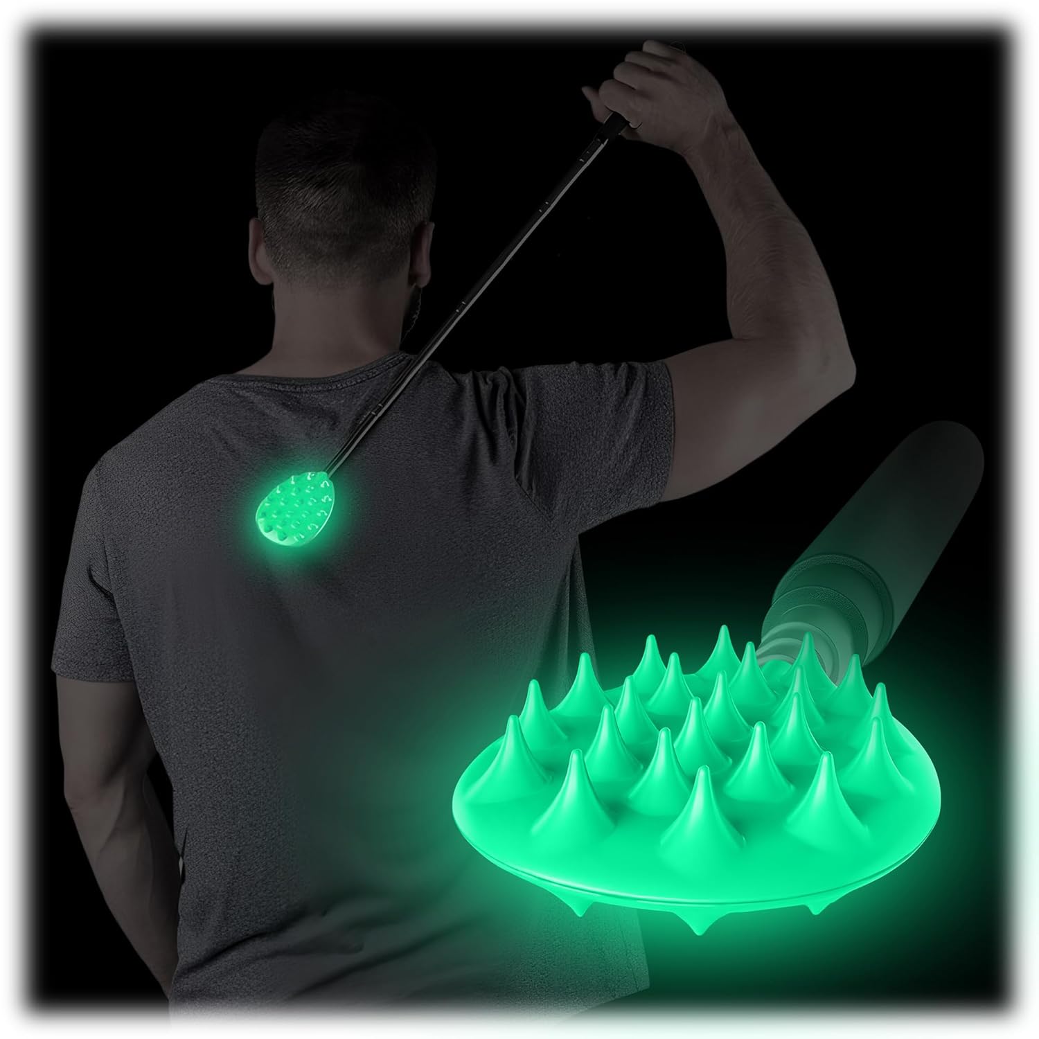 Buy now Cactus Scratcher Extendable Telescopic Back Scratcher - Extends 29" Long Double Sided Retractable Scratching Tool for Hand, Neck, Head, and Body - Universal Gift for Family, Pets, and Friends, Black Extendable Big Stick Glow at indiglob india