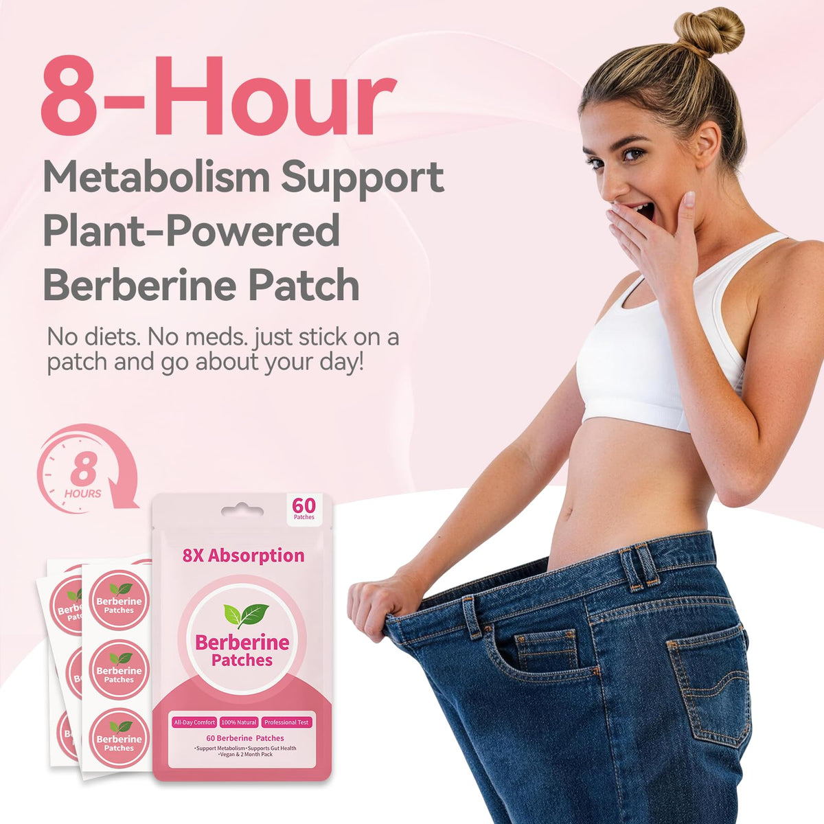 GLPLUS-1 Patches, Berberine Patches for Women & Men-8X Advanced Natural Formula with L Glutamine, Chromium, Pomegranate and Cinnamon- 60 Count (60 Days Supply)-01
