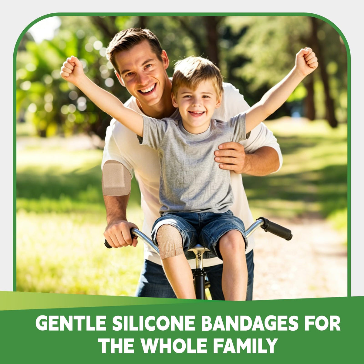 16 Pack Silicone Bandages for Sensitive Skin, 4x4 Latex Free Hypoallergenic Breathable Adhesive Bandage with Gentle Border, Large Wound Care Patches with Easy Painless Removal