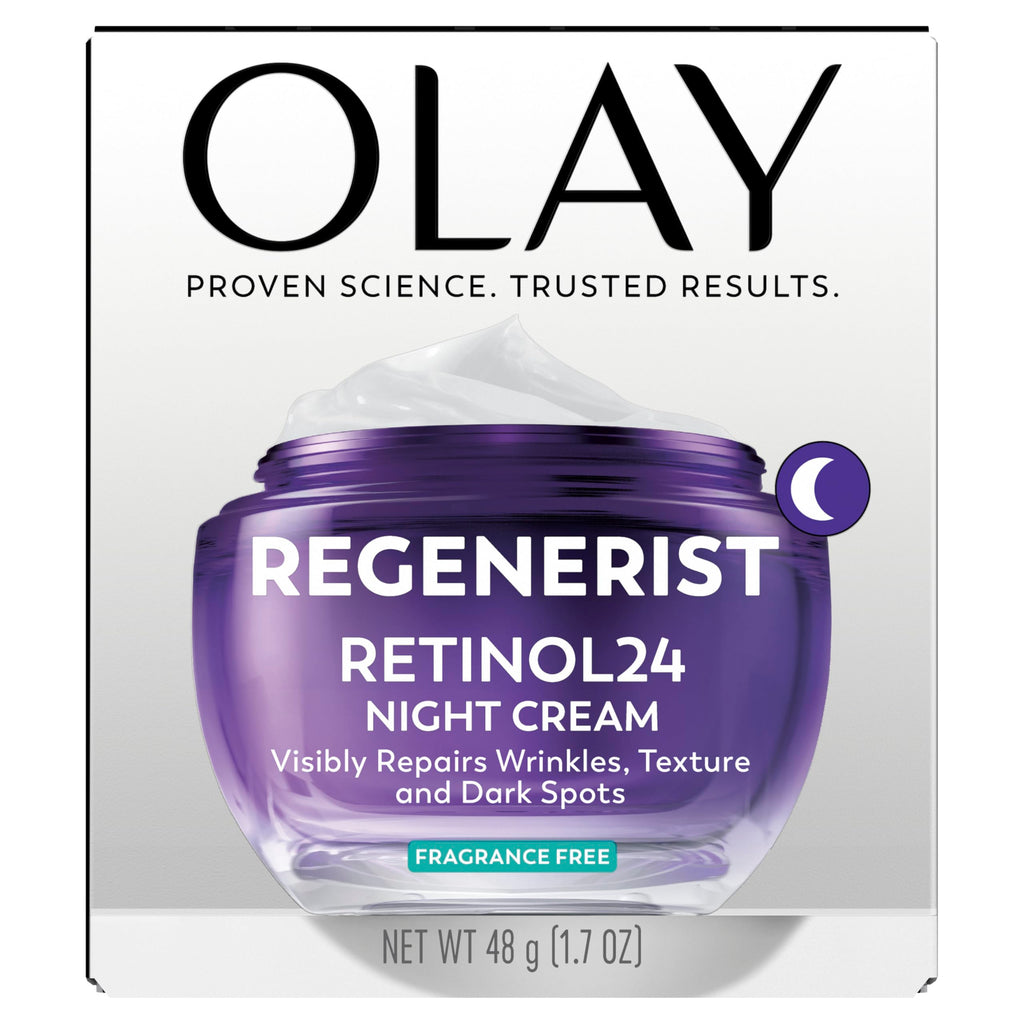 Buy now Olay Retinol Night Cream for Women, Anti-Aging Face Moisturizer, Fragrance-Free, Non Greasy - Anti-Wrinkle, Smooth Fine Lines, Hydrating Skin Care - Triple Collagen Cream, Peptide, Niacinamide, 1.7oz at indiglob india