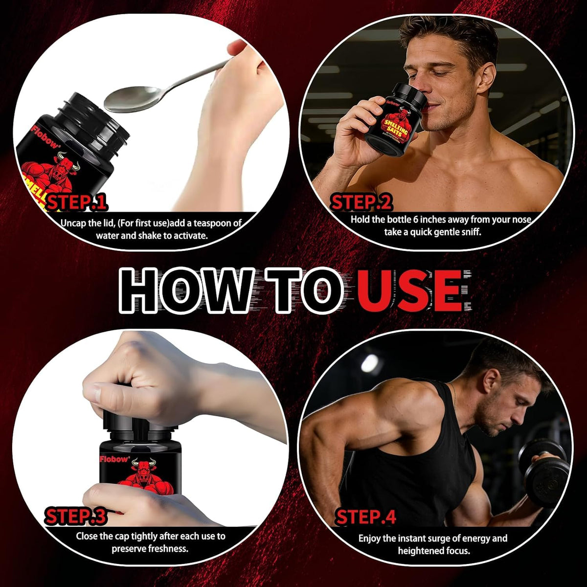FIobow Smelling Salts for Athletes in Hockey, Potent Wake Up for Athletes in Weightlifting and Powerlifting, Activate Before Smelling, Instant Energy, Enhanced Focus & Motivation - XX01