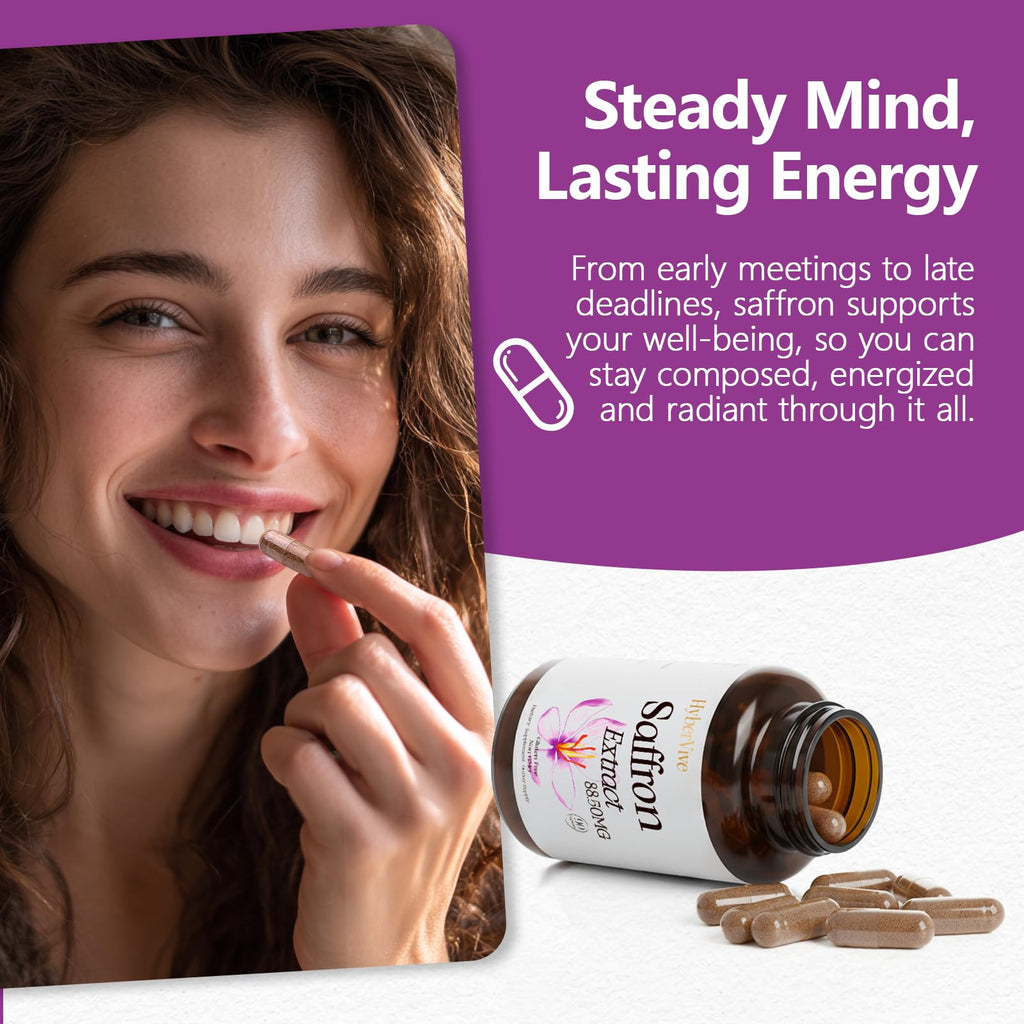 Saffron Supplements 88.5MG with 100% Pure Ingredients, Mood Energy Support